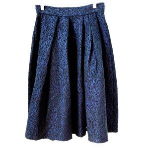 New Deep Blue and Black Textured Evening Skirt in Midi Length 10